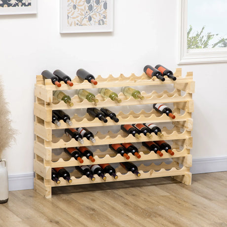Natural Wood 72-Bottle Stackable Wine Rack Organizer - Omega Lifestyles