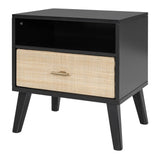 Queen Solid Wood Platform Bed Frame With Nightstands And Lamps - Omega Lifestyles