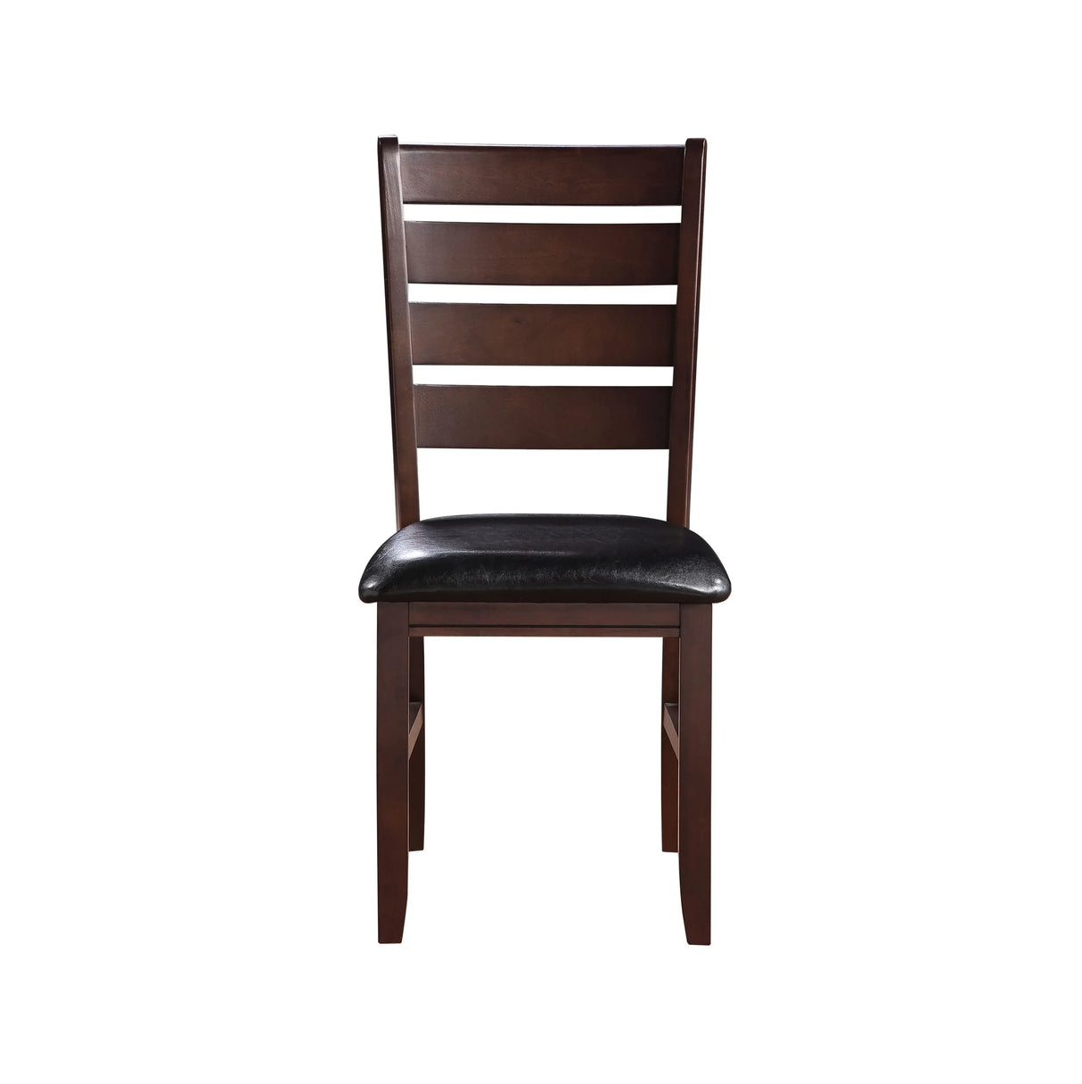 Set of 2 Black Synthetic Leather Cherry Finish Side Chairs - Omega Lifestyles