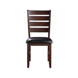 Set of 2 Black Synthetic Leather Cherry Finish Side Chairs - Omega Lifestyles