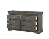 Dark Gray Synthetic Wood Six-Drawer Dresser - Omega Lifestyles