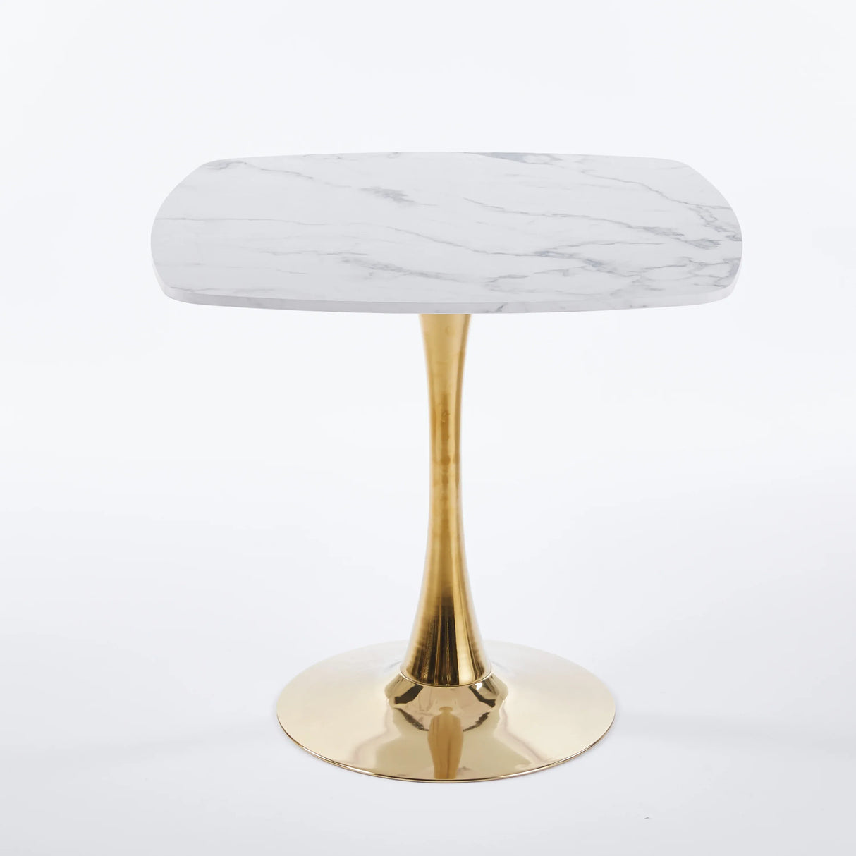 Square Tulip Modern MDF Metal Pedestal Dining Table - Omega Lifestyles