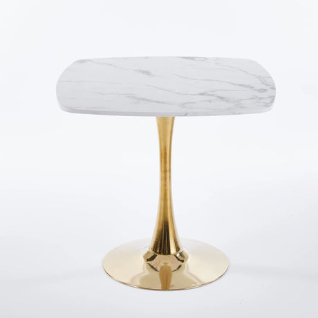 Square Tulip Modern MDF Metal Pedestal Dining Table - Omega Lifestyles