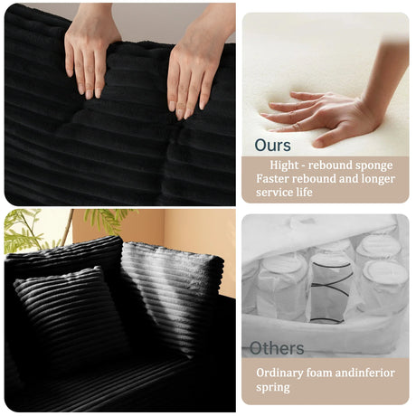 Modular U-Shaped 6-Seater Plush Corduroy Sectional Sofa - Omega Lifestyles