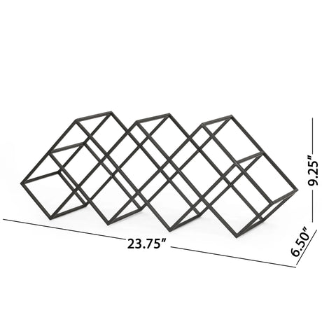 Modern Industrial Iron 7-Bottle Tabletop Wine Rack - Omega Lifestyles