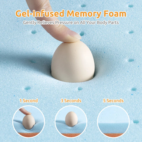 3-Inch Cooling Gel Memory Foam Twin Mattress Topper - Omega Lifestyles