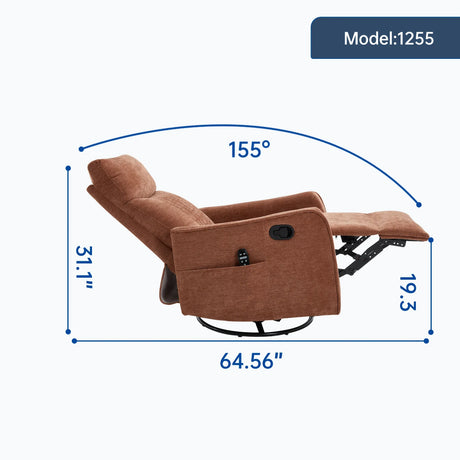 Orange Medium-Firm Chenille Fabric Massage Recliner Chair - Omega Lifestyles