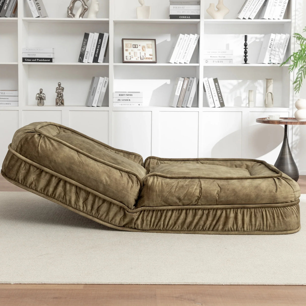 Adjustable Velvet Upholstered Floor Sofa With Massage Pillow - Omega Lifestyles