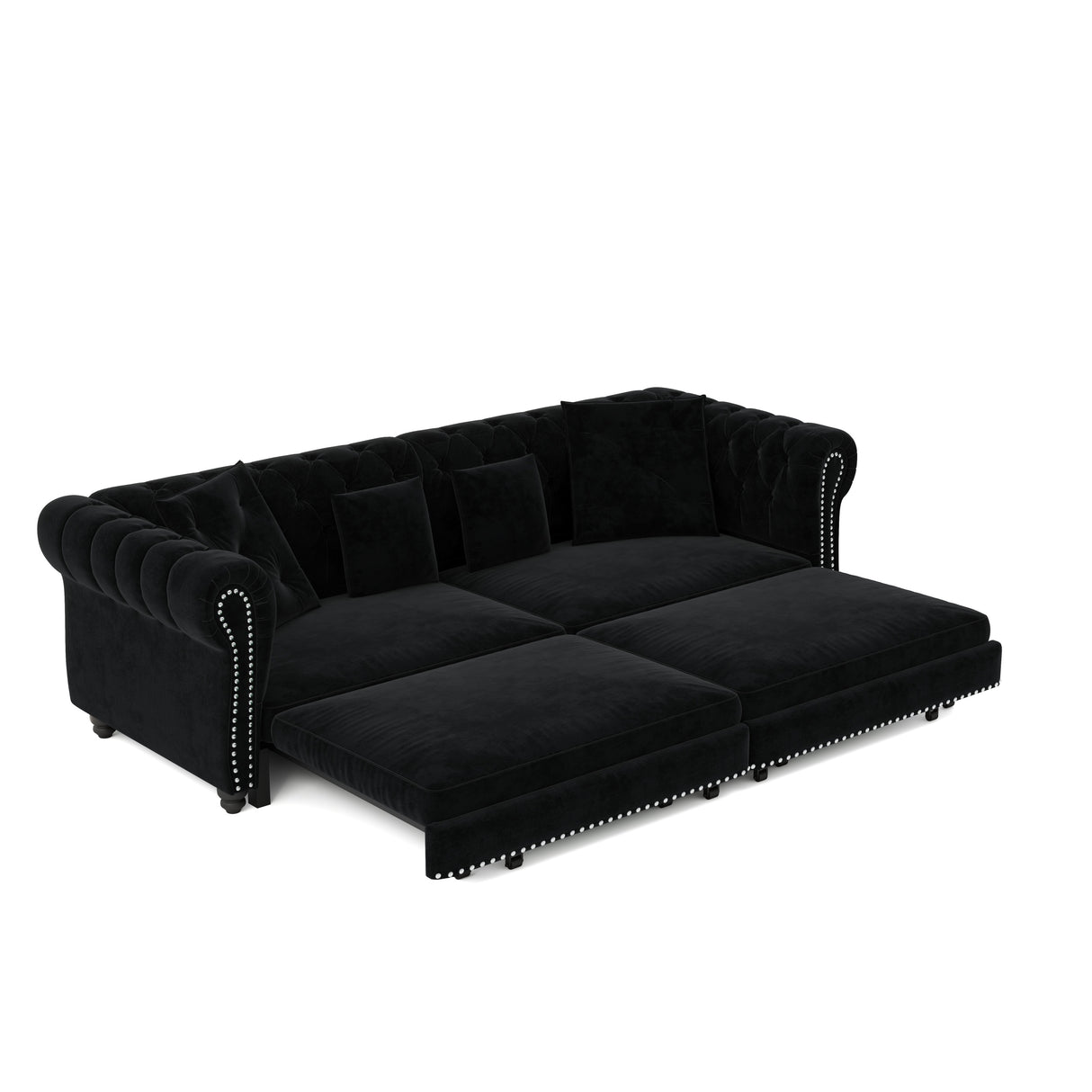 3-in-1 Convertible Velvet Sleeper Sofa Bed With Ottoman