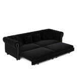 3-in-1 Convertible Velvet Sleeper Sofa Bed With Ottoman