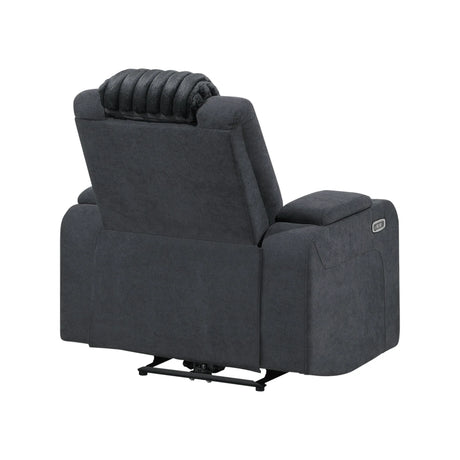 Black Wood Frame Power Recliner With LED Lighting - Omega Lifestyles