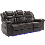 Manual Faux Leather Recliner Chair With LED Light Strip - Omega Lifestyles