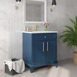Modern Blue Solid Wood Freestanding Bathroom Vanity Sink