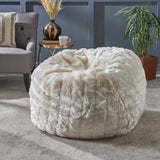 White Faux Fur 3-Foot Cozy Bean Bag Chair - Omega Lifestyles