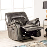 Transitional Dark Gray Leatherette Standalone Glider Recliner Chair - Omega Lifestyles