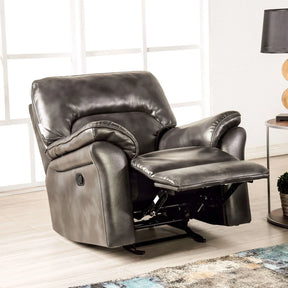Transitional Dark Gray Leatherette Standalone Glider Recliner Chair - Omega Lifestyles