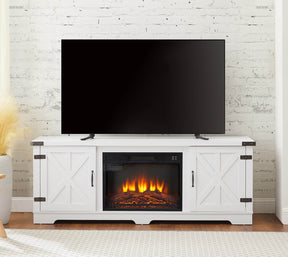 Modern Farmhouse White Fireplace TV Stand Console - Omega Lifestyles