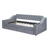 Twin Upholstered Velvet Daybed With Storage Drawers USB Ports - Omega Lifestyles