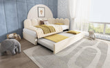 Beige Velvet L-Shaped Twin Daybed With Pull-Out Trundle - Omega Lifestyles