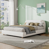 Queen Upholstered Boucle Fabric Platform Bed Frame