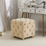 Beige Velvet Storage Ottoman With Concealed Compartment - Omega Lifestyles
