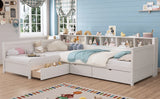 Twin Wood L-Shape Daybed With Storage Drawers - Omega Lifestyles