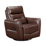 Brown Leather Swivel Recliner Chair With Wood Frame - Omega Lifestyles