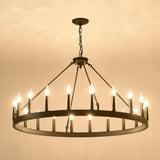 Matte Black Farmhouse Wagon Wheel Chandelier 30-Light - Omega Lifestyles