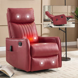 Red Faux Leather Medium-Firm Heat Massage Recliner Chair - Omega Lifestyles