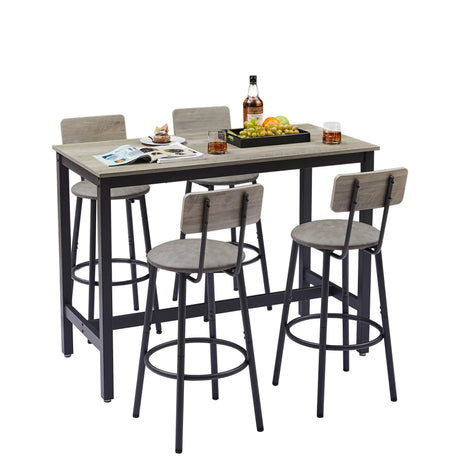 Bar Table Set With 4 PU Upholstered Soft Seat Stools - Omega Lifestyles