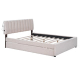 Queen Teddy Fleece Upholstered Platform Bed With Trundle - Omega Lifestyles