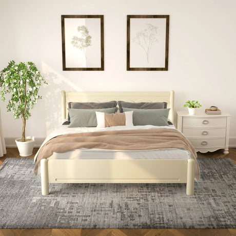 King Solid Wood Platform Bed Frame With Headboard - Omega Lifestyles
