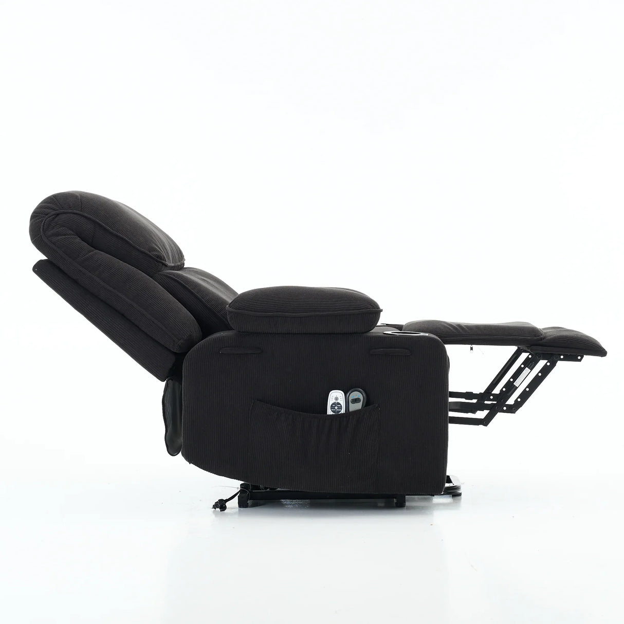 Medium-Firm Corduroy Remote-Controlled Heating Massage Recliner - Omega Lifestyles