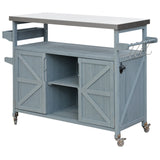 Farmhouse Solid Fir Wood Outdoor Kitchen Island Cart - Omega Lifestyles