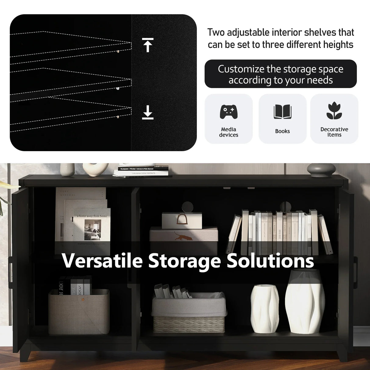 Modern Black Particle Board MDF TV Stand Cabinet - Omega Lifestyles