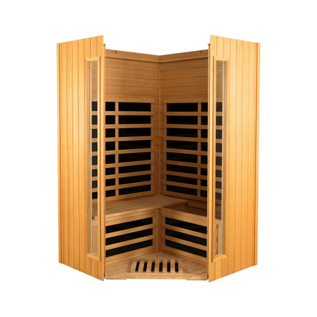 Two Person Hemlock Indoor Pentagonal Far Infrared Sauna Room - Omega Lifestyles