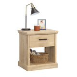 Brown Engineered Wood Farmhouse Modern Night Stand With Drawer - Omega Lifestyles