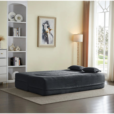 Full Size Plush Corduroy Folding Foam Sleeper Sofa Bed With Pillows - Omega Lifestyles