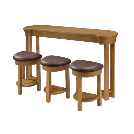 4-Piece Solid Wood Bar Table Set With Padded Stools - Omega Lifestyles