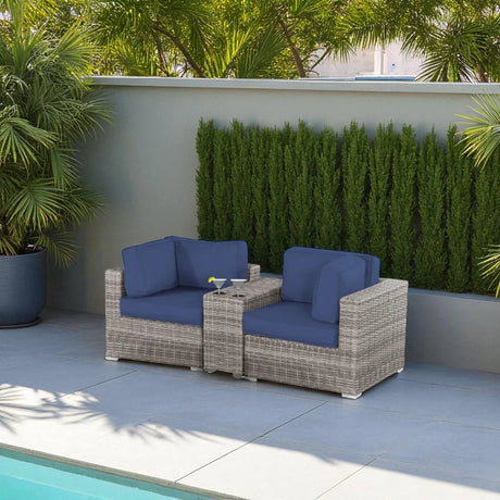 Outdoor Loveseat With Weather-Resistant HDPE Wicker Frame - Omega Lifestyles