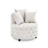 Velvet Upholstered Plush Swivel Chair With Pillows - Omega Lifestyles