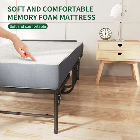 Twin Medium 5-Inch Memory Foam Folding Bed Frame - Omega Lifestyles