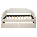 Twin Velvet Upholstered Daybed With Storage Drawers - Omega Lifestyles