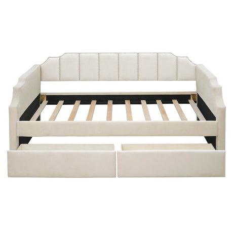 Twin Velvet Upholstered Daybed With Storage Drawers - Omega Lifestyles