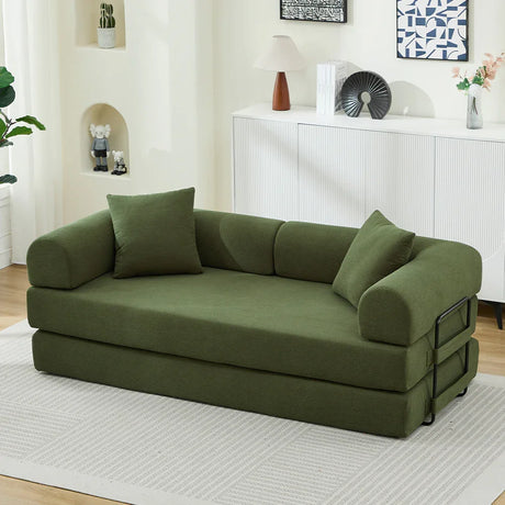 Corduroy 3-Seater Folding Sofa Bed With Pillows - Omega Lifestyles