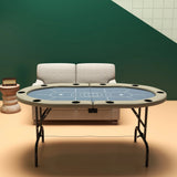 Folding Ten-Player Oval Poker Game Table With Cup Holders - Omega Lifestyles