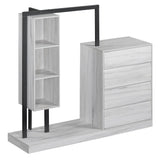 Wardrobe With Four Drawers Three Shelves MDF Metal - Omega Lifestyles