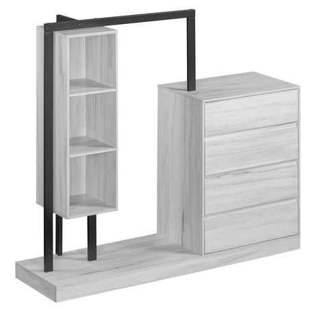 Wardrobe With Four Drawers Three Shelves MDF Metal - Omega Lifestyles