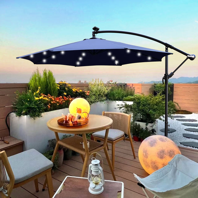 10-Foot Solar Powered LED Lighted Patio Umbrella