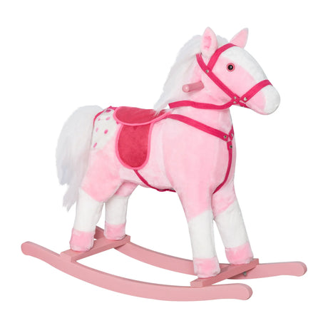 Kids Plush Ride-On Rocking Horse With Realistic Sounds - Omega Lifestyles